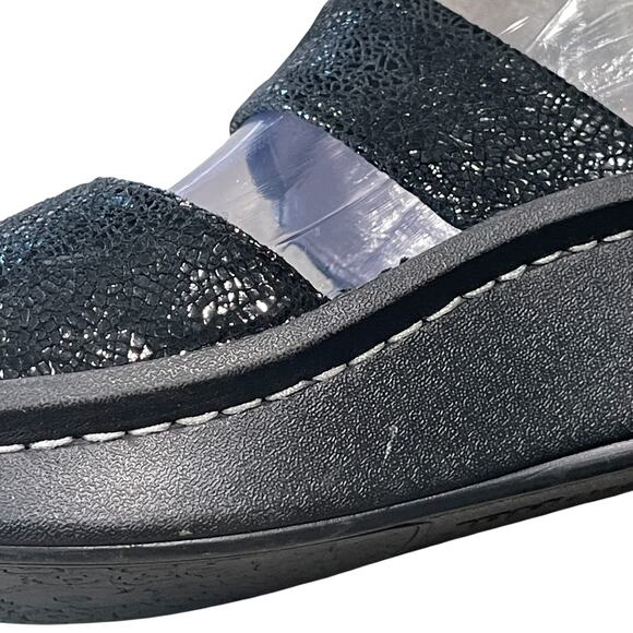 Alegria Karmen Leather Slide On Sandals in Metallic Black Size 37 US 7-7.5 - Picture 5 of 13